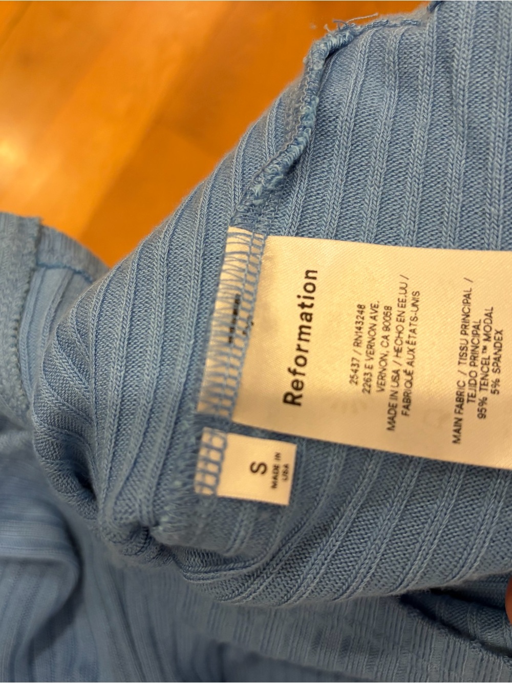Reformation Blue Ribbed Long-Sleeve Button Cardigan - Picture 4 of 4